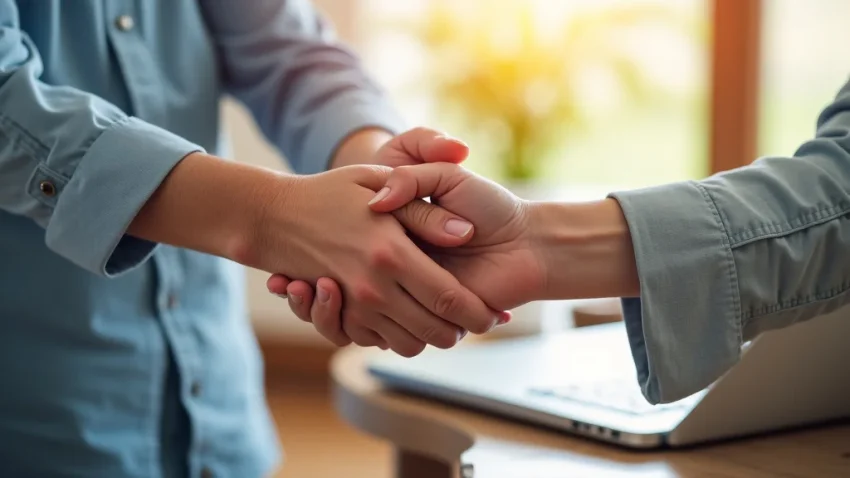 The Value Of Personal Touch Home Care The image shows a caring caregiver holding a senior's hand, highlighting the value of personal touch home care.